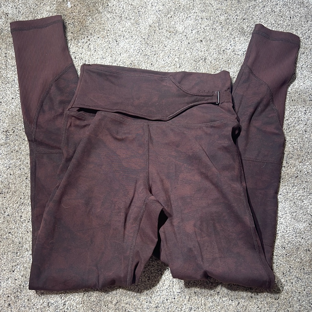 Echt Leggings Small Brown Side Waist Detail Chocolate Brown Patterned Leggings